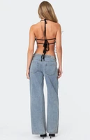 Edikted Sheer Sequin Backless Top