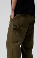 Pacsun Stretch Olive Baggy Carpenter Pants