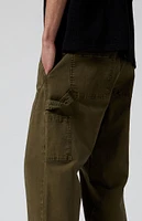 PacSun Stretch Olive Baggy Carpenter Pants