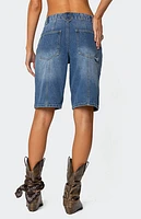Edikted Tris Low Rise Denim Bermuda Shorts