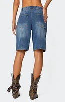 Edikted Tris Low Rise Denim Bermuda Shorts