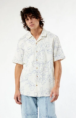 Embroidered Floral Camp Shirt