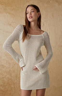 Your Favorite Elena Crochet Boat Neck Mini Dress