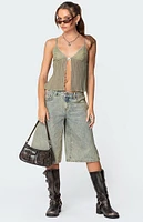 Edikted Pleated Lacey Split Front Tank Top