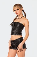 Edikted Wilde Lace Up Faux Leather Corset