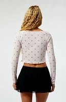 Est. PAC 1980 Cherry Print Lace Long Sleeve Top