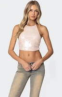 Edikted Sequin Open Back Halter Top