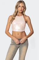 Edikted Sequin Open Back Halter Top