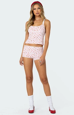 Edikted Strawberry Girl Printed Micro Shorts