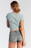 Pacsun Tinted Exposed Zipper Denim Micro Shorts