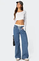 Edikted Drawstring Boxer Detail Jeans