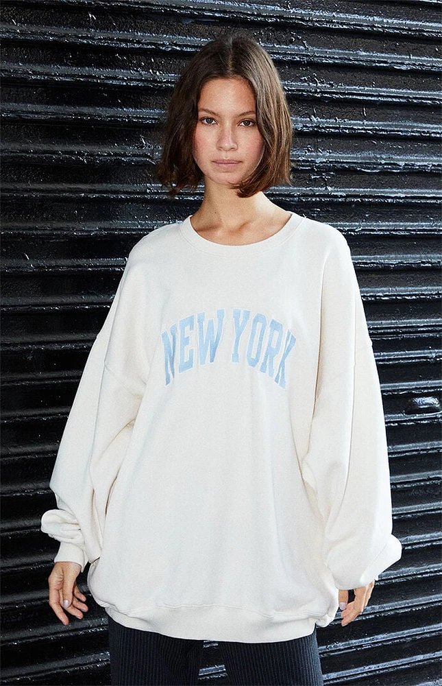 John Galt White New York Crew Neck Sweatshirt