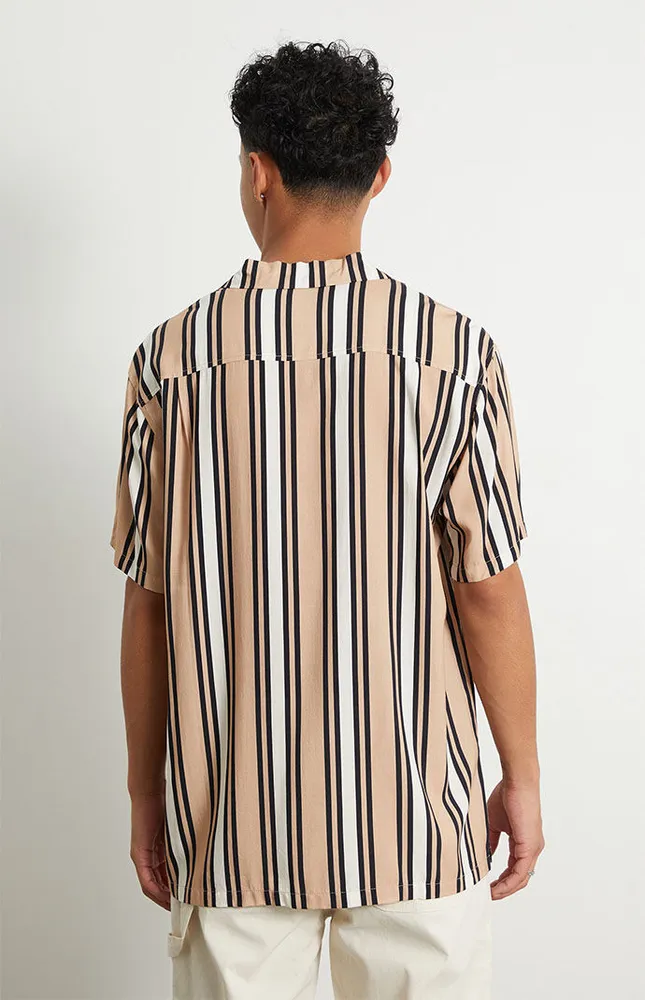 PacSun Tan Stripe Woven Camp Shirt