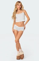 Edikted Playtime Printed Pointelle Shorts
