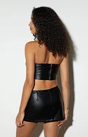 LA Hearts Faux Leather Textured Tube Top