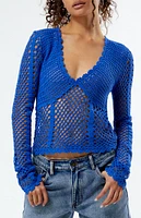 LA Hearts Penelope Crochet Long Sleeve Top