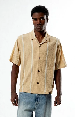 PacSun Tan Klein Striped Oversized Camp Shirt