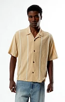 PacSun Tan Klein Striped Oversized Camp Shirt
