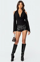 Edikted Open Shoulder Cowl Neck Top
