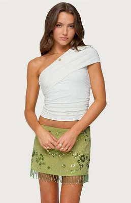 Edikted Fold Over Ruched One Shoulder Top