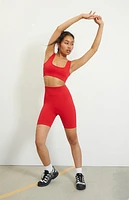 PAC 1980 Active Red Seamless Ribbed Biker Shorts