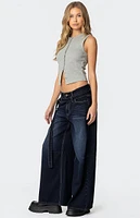 Edikted Super Baggy Belted Low Rise Jeans