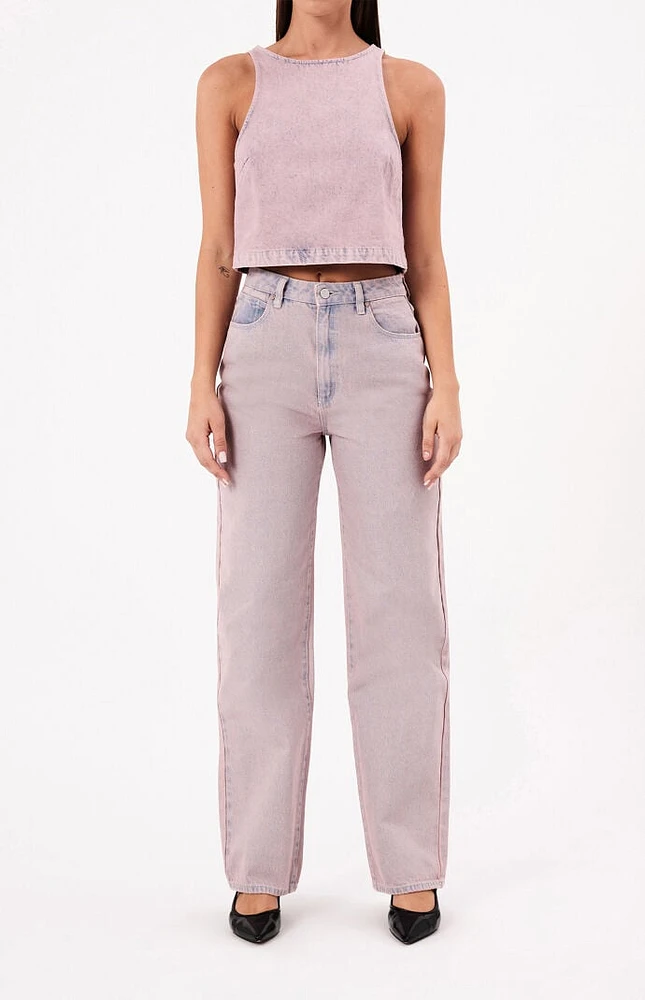 ABRAND Dirty Pink Carrie High Waisted Baggy Jeans