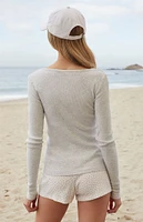 John Galt Heather Grey Zelly Ribbed Long Sleeve Top