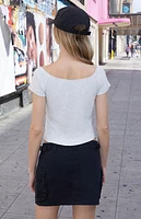 John Galt Silver Off-The-Shoulder Short Sleeve Top