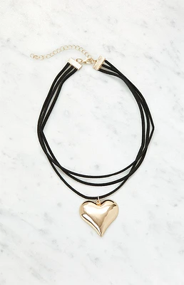 LA Hearts Heart Wrap Cord Necklace