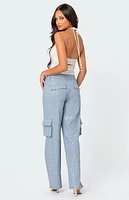Edikted Icing Sequin Low Rise Cargo Jeans