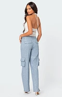 Edikted Icing Sequin Low Rise Cargo Jeans