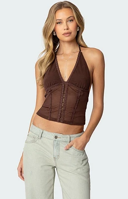 Edikted Lucie Lacey Mesh Halter Top