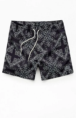 PacSun Black Syndicate AOP 4.5" Swim Trunks