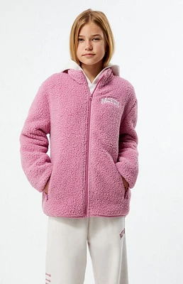 Pacsun Kids Mauve Sherpa Full Zip Shacket