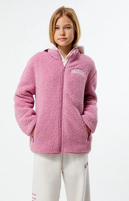 PacSun Kids Mauve Sherpa Full Zip Shacket