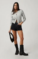 Pacsun Black Frayed Ripped High Waisted Denim Festival Shorts