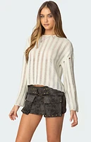 Edikted Stripey Shredded Sweater