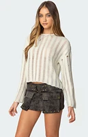 Edikted Stripey Shredded Sweater