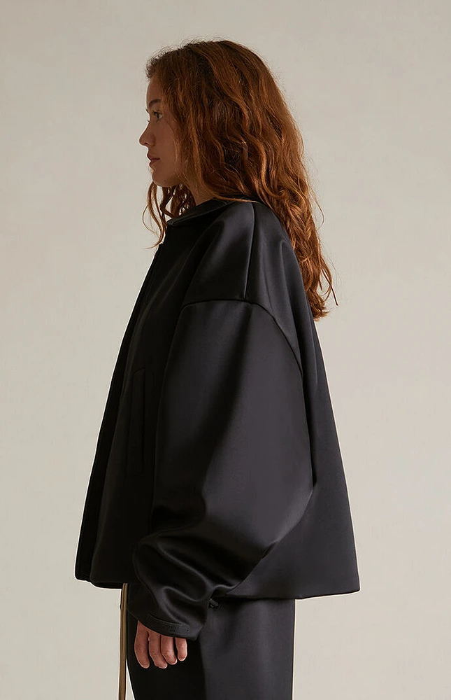 Fear of God Essentials Women's Black Satin Bomber Jacket