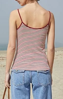 John Galt White & Burgundy Striped Skylar Tank Top