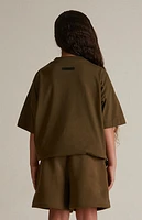 Fear of God Essentials Kids Olive Fleece Soccer Sweat Shorts