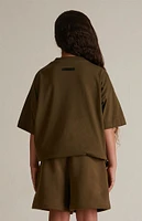 Fear of God Essentials Kids Olive Fleece Soccer Sweat Shorts