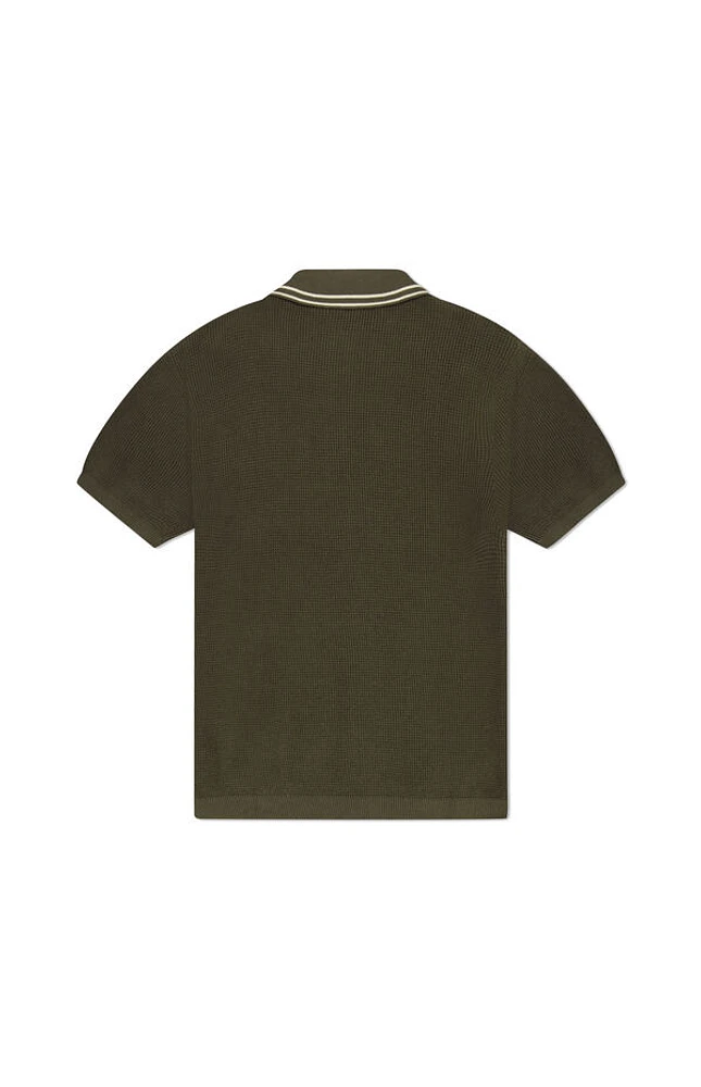 Olive Polo Collar Cardigan Shirt