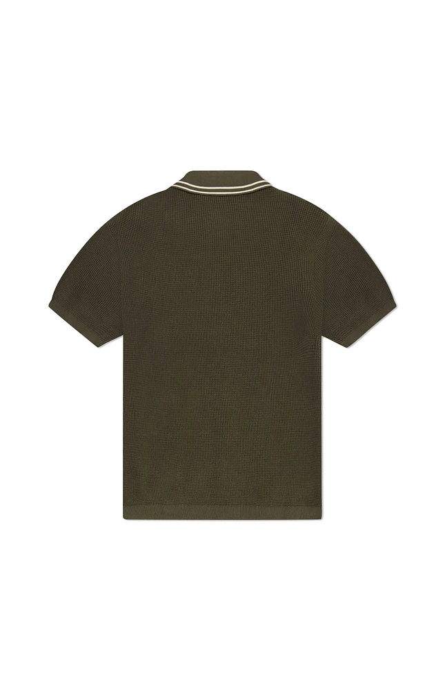 WeSC America Inc Olive Polo Collar Cardigan Shirt