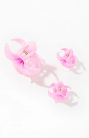 LA Hearts 3 Pack Pink Plumeria Hair Claw Clips