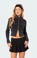 Edikted Torey Washed Zip Up Cardigan