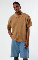 Ribbed Knit Woven Shirt