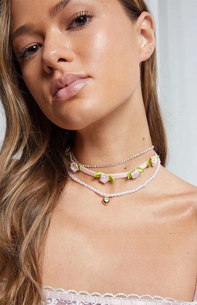 LA Hearts 3 Pack Florette Chokers