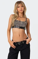 Edikted Belted Denim Crop Top